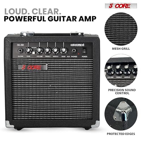 5 Core Guitar Amp 20 Watt Electric Amplifier w Built in 6.5" Speaker Aux Headphone Jack Portable Mini Practice Amps w Gain Bass Treble Volume and Mid thumbnail 5