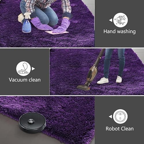 Shag Area Rugs for Bedroom Living Room,4X6 Ultra Soft Purple Fluffy Area Rugs for Dorm, Indoor Carpet Nursery Rugs for Kids Girls Room Home Decor,Purple thumbnail 6