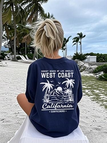 Aevumell Women's Graphic Print Summer Short Sleeve Vacation T Shirts Cute Casual Tops thumbnail 2
