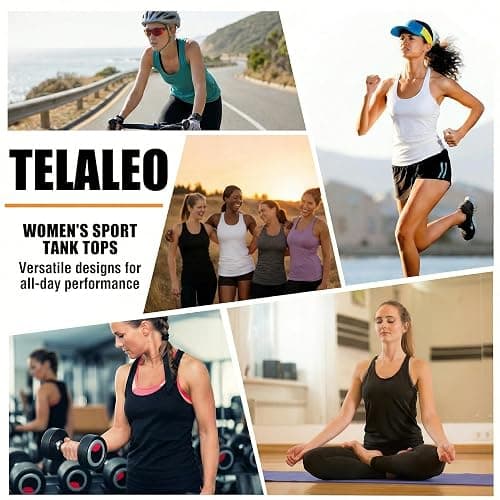 6 or 5 Pack Workout Tank Tops for Women, Athletic Racerback Sports Tank Tops, Compression Sleeveless Dry Fit Shirts thumbnail 6