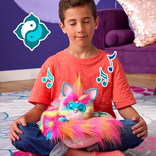 FURBY DJ Interactive Toy, Super Snuggly Rainbow Electronic Plush with Music, Lights, Motion, & Games, Speaks English & Furbish, 32in Long, Ages 6+ thumbnail 4