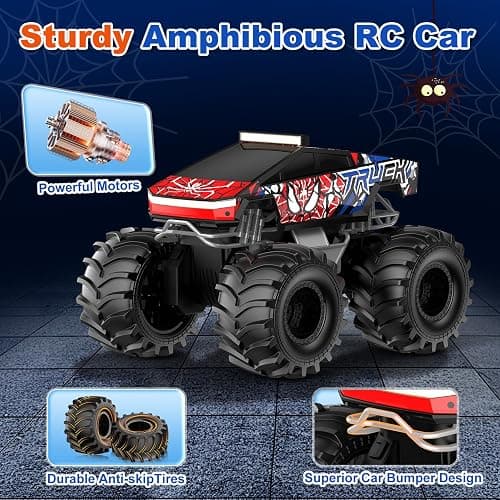 TOZDTO Remote Control Car, Amphibious Monster Truck Toys for Boys RC Cars, 2.4 GHz Waterproof RC Trucks, 1:18 4WD All Terrain Off-Road Pickup, Cool Christmas Birthday Ideas Gifts for Kids 6+ Year Old thumbnail 6