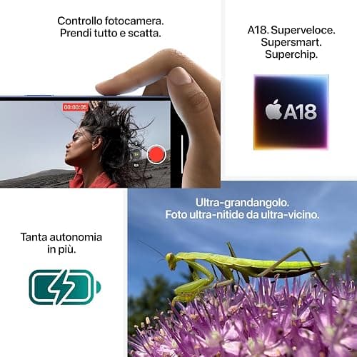 Apple iPhone 16 128 GB: Telefono 5G con Controllo fotocamera, chip A18 e tanta autonomia in più. Compatibile con AirPods; Nero thumbnail 5