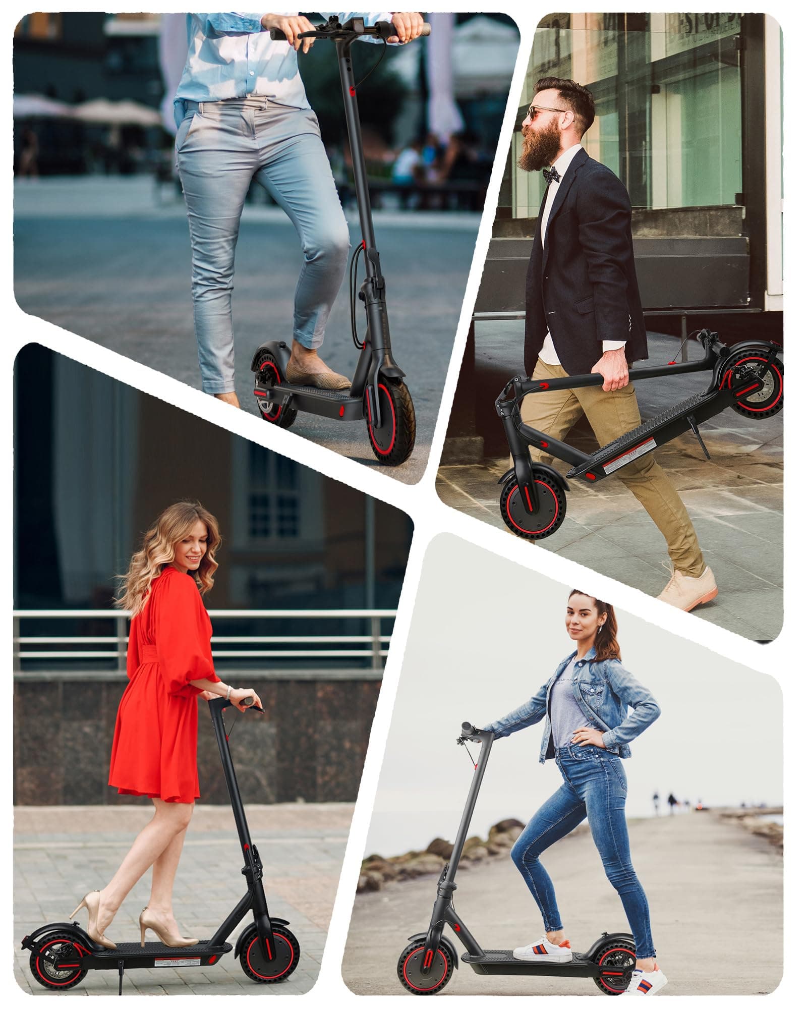 Electric Scooter for Adults - 8.5 Inch Folding Electric Scooter, Range 25-30km with APP Connection, 350W Motor with Dual Brake System,Electric for Adults (Red) thumbnail 2