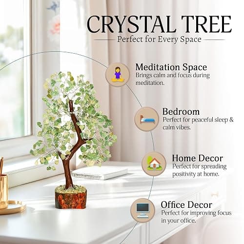 YATSKIA Green Jade Crystal Tree | Feng Shui Tree | Healing Crystals | Bookshelf Decor | Bedroom Decor for Women | Crystal Gifts | Birthday Gifts for Women | 10 Inch thumbnail 4
