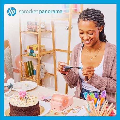 HP Sprocket Panorama Imprimante Photo et étiquettes Couleur Portable instantanée (Rose) Personnalisez Les Impressions 2" x 0,5" - 9" sur du Papier adhésif Zink - Créez des Bandes photobooth Amusantes thumbnail 7
