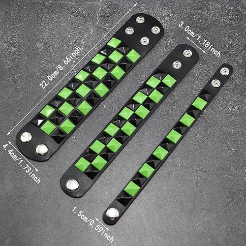 CCAKXCJJ 3PcsPunk Bracelet Leather Studded Bracelets Emo Bracelet Adjustable Goth Bracelets for Men Women thumbnail 2