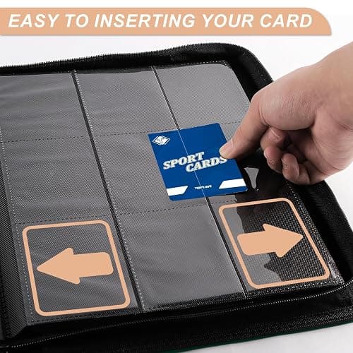 Trading Card Binder, Card Binder Album Folder Book Fit for MTG Baseball Football Sports Cards, Easy to Use Card Collection Binder (Green, 432 Pockets) thumbnail 4
