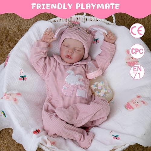 Milidool Lifelike Reborn Baby Dolls- 18-Inch Realistic Poseable Newborn Baby Girl Dolls,Soft Cloth Body Real Life Baby Doll with Gift Box for Kids Age 3 + thumbnail 3
