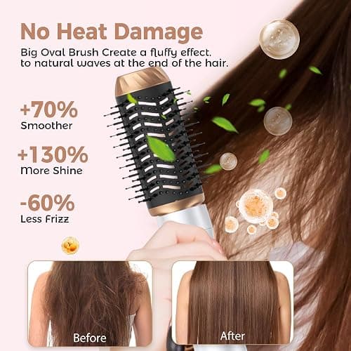 6 in 1 Air Styler Magic Hair Dryer Brush, Negative Ionic Blow Dryer Brush & 3 Heat Settings, Detachable Auto Curling & Straightening Volumizing, Frizz-Free Styling, Salon to Home Use (White-Pink) thumbnail 6