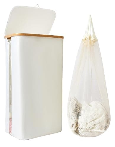 Laundry Hamper with Lid, 100L Large Laundry Basket, Clothes Hamper with Clear Window Visible, Removeable Laundry Bags for Bathroom Bedroom Home, Toy Organizer, Laundry Room - 01 beige - Image 1