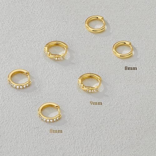 Inerney Gold Huggie Hoop Earrings Set for Women, Dainty Small Sterling Silver Earring Stacks Hypoallergenic Jewelry for Multiple Piercings, Trendy Twisted Cute Cartilage Hoops Birthstone Gift 3 Pairs thumbnail 6