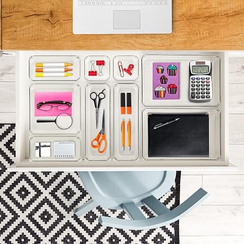 Ravinte 6 Pack Drawer Organizer - 6" X 9" Plastic Storage Bins, Acrylic Organizers with Non-Slip Pads Clear Desk Storage Tray for Makeup, Jewelries, Kitchen Utensils, Bathroom and Office thumbnail 5