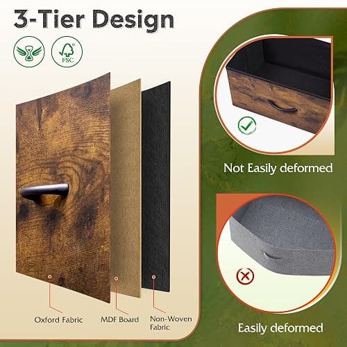 WLIVE Dresser with 4 Drawers, Fabric Storage Tower, Organizer Unit for Bedroom, Hallway, Entryway, Closets, Sturdy Steel Frame, Wood Top, Easy Pull Handle, Rustic Brown Wood Grain Print thumbnail 6