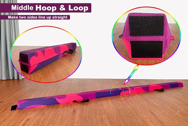 MARFULA 6 FT / 8 FT / 9 FT Folding Gymnastics Beam Foam Balance Floor Beam - Extra Firm - Suede Cover - Anti Slip Bottom with Carry Bag for Kids/Adults Home Use thumbnail 4