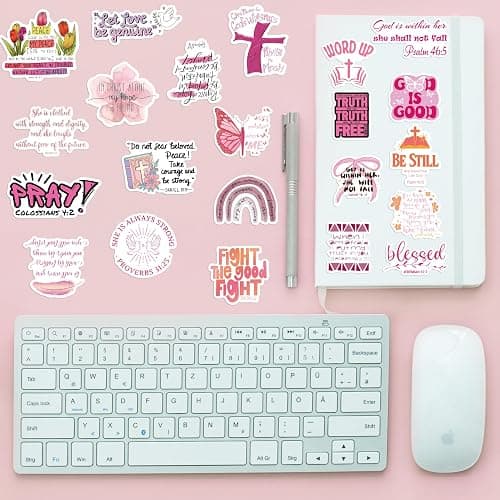 50 PCS Bible Verse Stickers Jesus Inspirational Pink Christian Stickers Faith Bible Scripture Sticker Religious Sticker for Adults Faith Based Gifts thumbnail 6