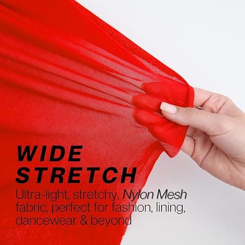 Zelouf Fabrics Red Nylon Mesh Fabric by The Yard – Stretchy, Soft Power Mesh See-Through Fabric for Costumes, Lining, DIY, Crafts, Dancewear - 1 Yard thumbnail 3