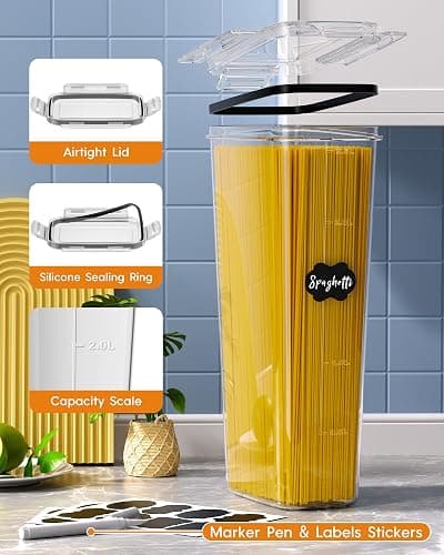Airtight Food Storage Containers with Lids, 15 PCS Kitchen and Pantry Organization Canisters, BPA-Free, PVC-Free, Food-grade Plastic Leak-proof Jars for Cereal, Flour, Sugar, Extra 24 Labels & Marker thumbnail 4