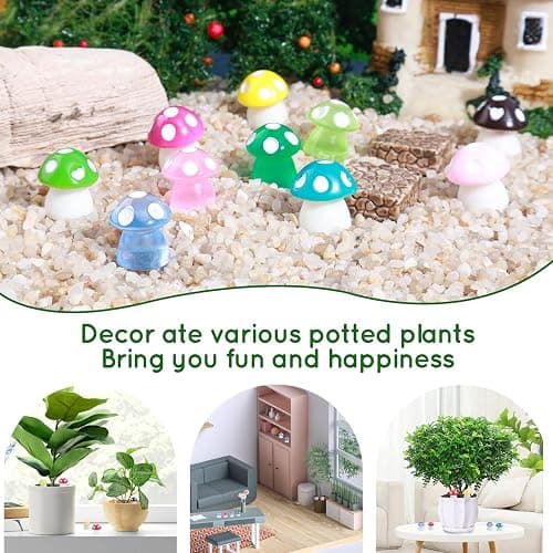 180 Pcs 18-Color Mini Resin Mushroom Figures,Glow in Dark Miniature Figurines Bulk for Fairy Garden,Dollhouse Décor,Terrarium & Scavenger Hunts - Tiny Mushroom Accessories with Realistic Details thumbnail 9
