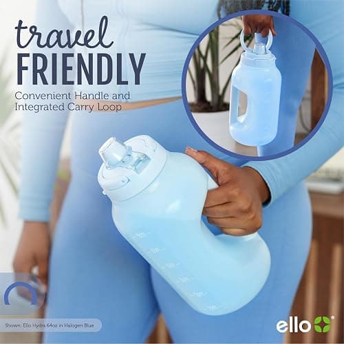 Ello Hydra 64oz Half Gallon Water Jug with Handle and Motivational Time Markers for All Day Hydration, Plastic Reusable Water Bottle with Straw and Locking, Leak Proof Lid, BPA Free thumbnail 6