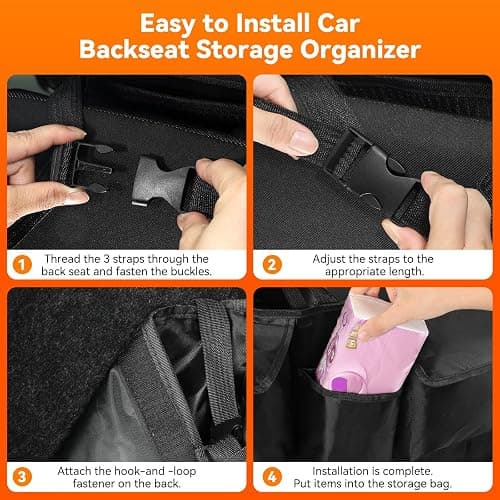 Trunk Organizer for SUV, 43" x 19" Large Capacity Car Organizers and Storage, Backseat Hanging Storage Bag with 10 Pockets, Adjustable & Waterproof Car Interior Accessories for SUV Truck MPV thumbnail 7
