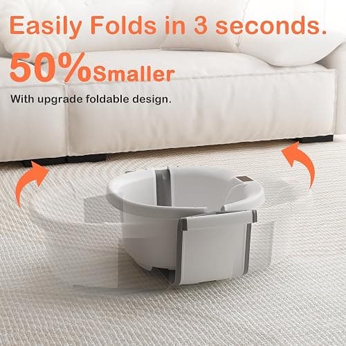 Collapsible Baby Bathtub - Large Baby Bath Tub with Thermometer & Cushion | Travel Portable Newborn Infant Bathtub | Foldable Toddler Bathtub for Baby 0 to 36 Months (Grey) thumbnail 4