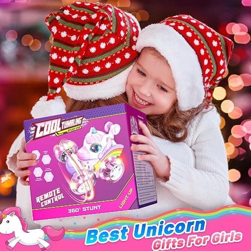 Carsky Unicorn Remote Control Car for Girls,Rechargeable 360°Stunt RC Cars Rotation 4WD Remote Cars with LED Lights,Fun Indoor Outdoor Toys for Kids,Chritmas Birthday Gift for 3 4 5 6 Year Old Girl thumbnail 2