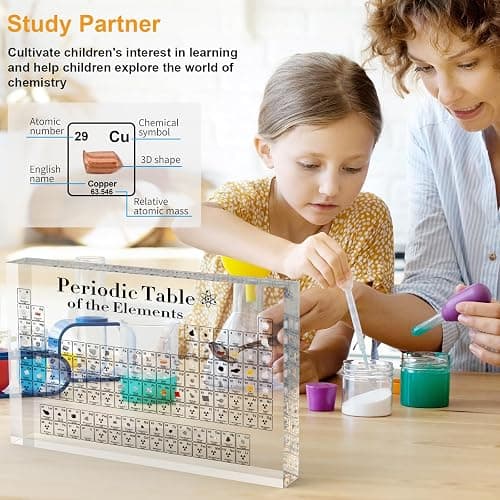 UKKROA - Periodic Table with Real Elements Inside - 83 Kinds of Real Elements & Acrylic Display Stand, for Science Lovers, Students Chemistry Chart Tools, Gifts and Crafts Decoration (5.9" x 4.5") thumbnail 5