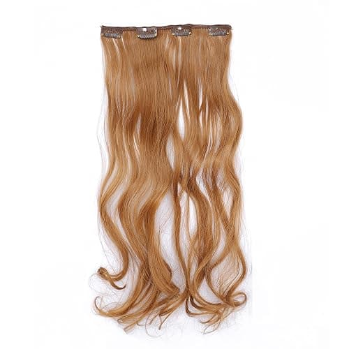 SWACC Women 20 Inches Curly Full Head 7 Separate Pieces Heat Resistance Synthetic Hair Clip in Hair Extensions (Dark Strawberry Blonde-27#) thumbnail 3