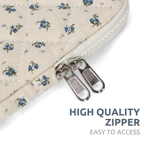 Puffy Laptop Sleeve 13-15.6 Inch Cute Quilted Laptop Protective Case Padded Floral Computer Sleeve for MacBook (A-Blue, 15 Inch) thumbnail 6