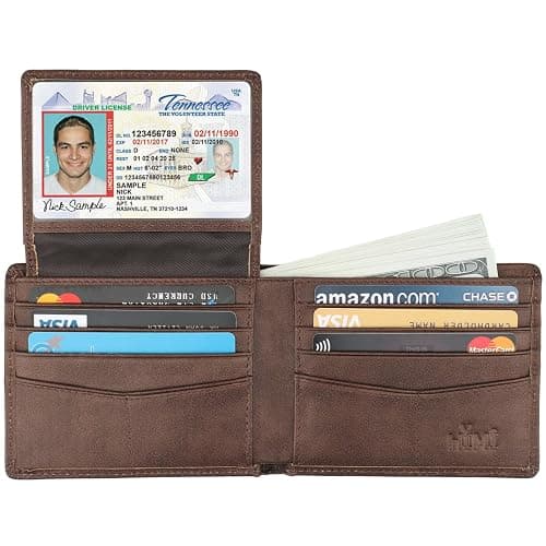 Wallet for Men-Genuine Leather RFID Blocking Bifold Stylish Wallet With 2 ID Window thumbnail 4