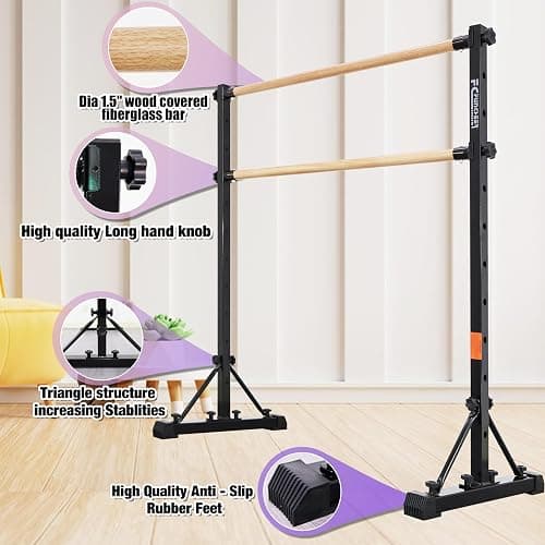 FC FUNCHEER Adjustable Ballet Barre,Portable Dance bar,Fitness Equipment for Dance & Balance Excercise,Super Sturdy for Balance Workout,Weight Limit 250 LBS thumbnail 3