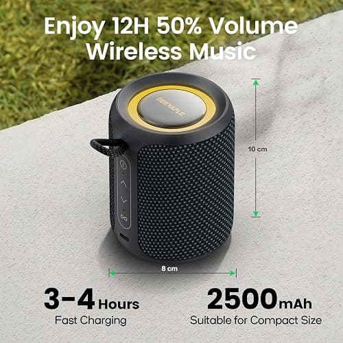 Bluetooth Speaker Wireless,IP67 Waterproof & Dustproof Portable Speaker with Lights,15W Loud Stereo Sound, 2500mAh Battery All Day Playtime, TWS Pairing, BT5.3, Home/Party/Outdoor/Beach (Blue Black) thumbnail 3