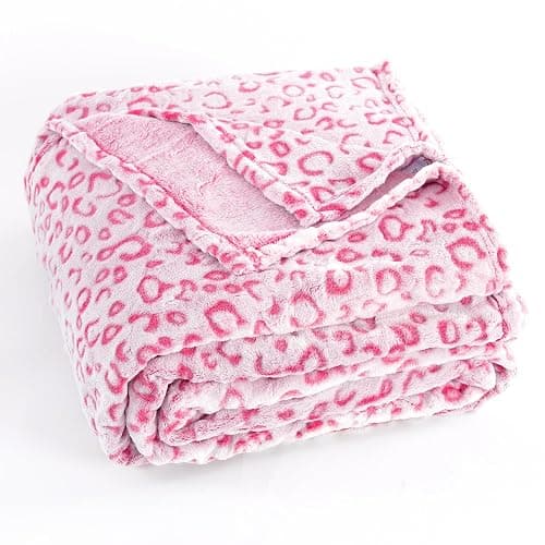 PLEASANT BOULEVARD | Leopard Throw Blanket Fleece, Premium Lightweight Cozy Warm Plush Microfiber Bedspread for Couch Sofa and Bed (Hot Pink, Twin (60 x 80 inches)) - Image 1