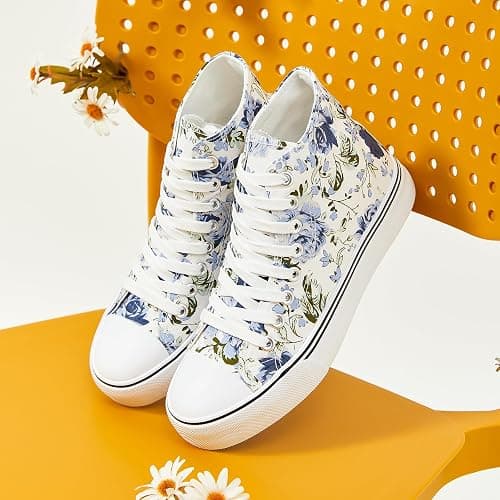 yageyan Womens High Top Canvas Sneakers Fashion Lace up White Shoes for Women Casual Classic thumbnail 2