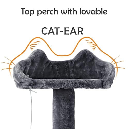 Yaheetech 62in Cat Tree Cat Tower for Indoor Kitty, Pet Furniture w/Double Condo, Scratching Posts, Multiple Platforms and Balls for Kittens, Dark Gray thumbnail 7