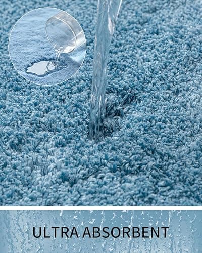Ruggnovea Bathroom Rugs Non Slip Washable, Ultra Soft Thick Shaggy Absorbent Bath Mats, High Density Foam Latex Non Slip Backing Bath Rugs, Microfiber Bath Mats for Bathroom Floor&Sink,24x17,Blue thumbnail 4