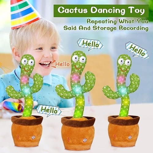 Emoin Talking Dancing Cactus Toy Mimicking Toy, Singing Cactus Mimicking Recording Repeating What You Say with LED English Songs for Toddlers Boys Girls, Interactive Baby Toys thumbnail 4