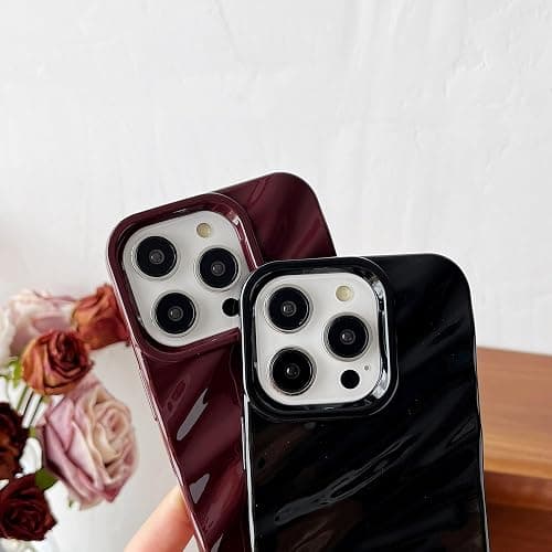 Caseative for iPhone 15 Pro Case,Water Ripple Pattern Curly Wave Shape Soft Phone Case (White) thumbnail 4