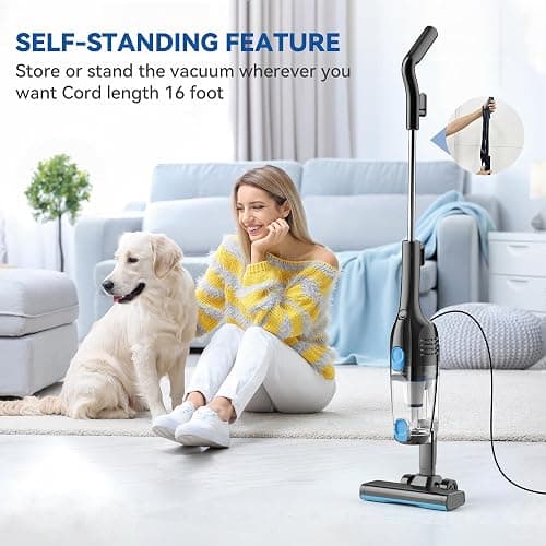 Vazone R6X Corded Stick Vacuum Cleaners for Home, 20Kpa Powerful Suction Stick Vacuum with 16Ft Cord, 2 in 1 Lightweight Handheld Vacuum Cleaner for Hardwood Floor Pet Hair thumbnail 9