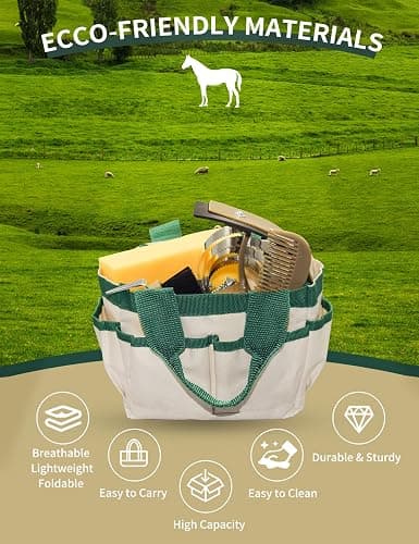 inoreal Professional 9 Piece Horse Grooming Kit with Tote Bag, Horse Brush & Curry Comb Set for Effective Grooming and Bathing, Equine Coat Care Tack Room Supplies, Horse Gifts for Girls thumbnail 4