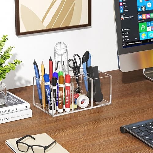 HIIMIEI Clear Makeup Brush Holder Organizer Acrylic 6-Slots Cosmetic Brushes Storage Organizer for Vanity Countertop thumbnail 6