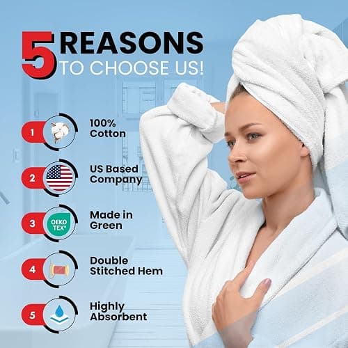 Infinitee Xclusives Luxury 100% Ring-Spun Cotton White Bath Towels Set of 4 (27x54 inches) – Soft, Absorbent & Quick-Drying Towels for Bathroom, Gym, Spa & Hotel Use (Brilliant White, Bath Towels) thumbnail 4
