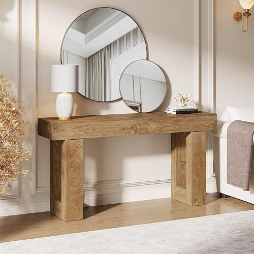Tribesigns 63-Inch Long Console Table, Wooden Rectangular Sofa Table Behind The Couch, Farmhouse Entryway Table for Entrance, Hallway, Living Room (Natural) thumbnail 8