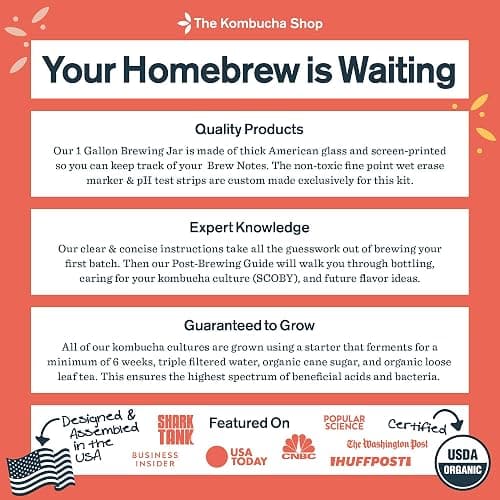 The Kombucha Shop Organic Kombucha Starter Kit - 1 Gallon Brewing Kit Includes All The Essentials Required for Brewing Kombucha At Home thumbnail 4