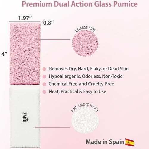 ZMOI Siliglass Pumice Stone Callus Remover for Feet, Elbows, Hands, and Knees, Spain Made - 2 in 1 Pedicure Exfoliator and Scrubber for Rough, Hard Skin (1 Pack) thumbnail 4