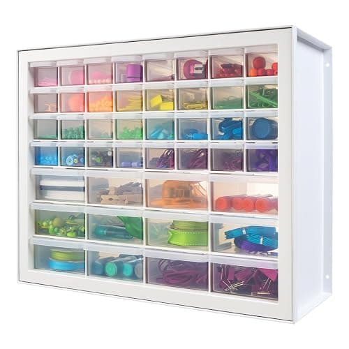 IRIS USA 44-Drawer Small Parts Storage Cabinet, Crafts, Made in USA, White | Wall-mountable, Stackable, Building Bricks, Screws, Nuts & Bolts, Hardware, Garage Tool Storage - Image 1