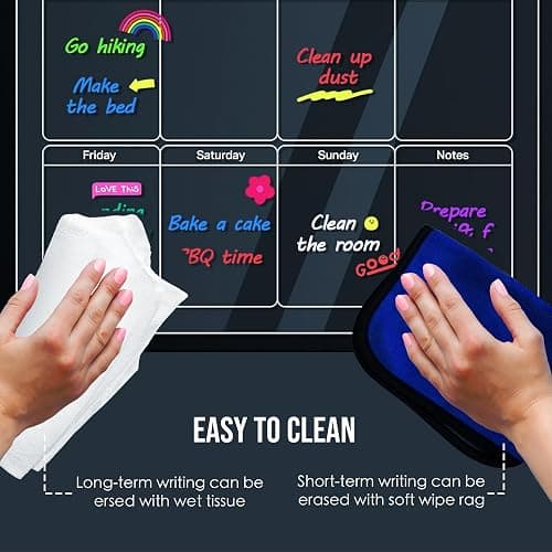 LUVIEC Acrylic Calendar for Fridge, Magnetic Calendar for Fridge - Magnetic Fridge Calendar Monthly and Weekly Calendar for Fridge, Reusable Planner Board Calendar Includes 6 Markers 6 Colors thumbnail 4