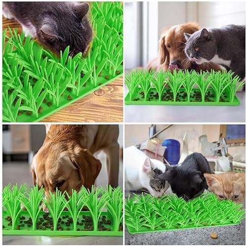 Palksky Silicone Grass Mat for Cats, Slow Food Cat Grass Mat for Indoor Cats, Foraging Snuffle Mat for Dog/Cat, Interactive Enrichment Cat Mat, green thumbnail 7