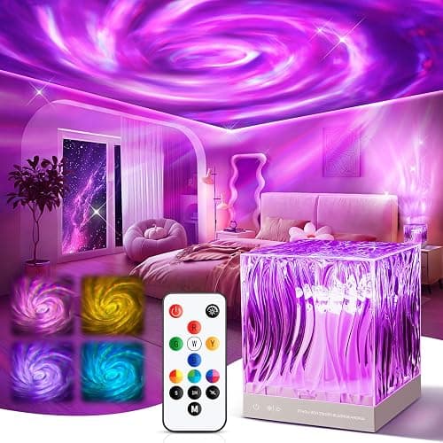 Galaxy Projector for Bedroom,18-Color Solar System Kids Night Light Projector for Bedroom,Remote Night Light for Kids Flower Lamp Tornado lamp Pink Lights,17 Year Old Girl Gift Ideas Purple Room Decor - Image 1